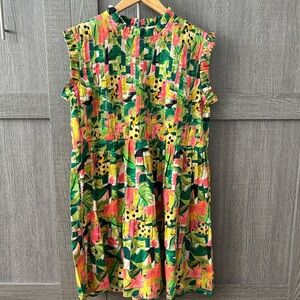 Colorful Tropical Print Mini Dress